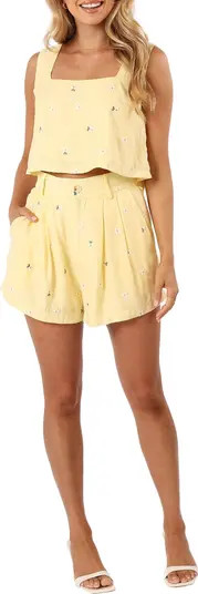 Petal & Pup Tiana Floral Embroidered Crop Tank & High Waist Shorts Set | Nordstrom | Nordstrom