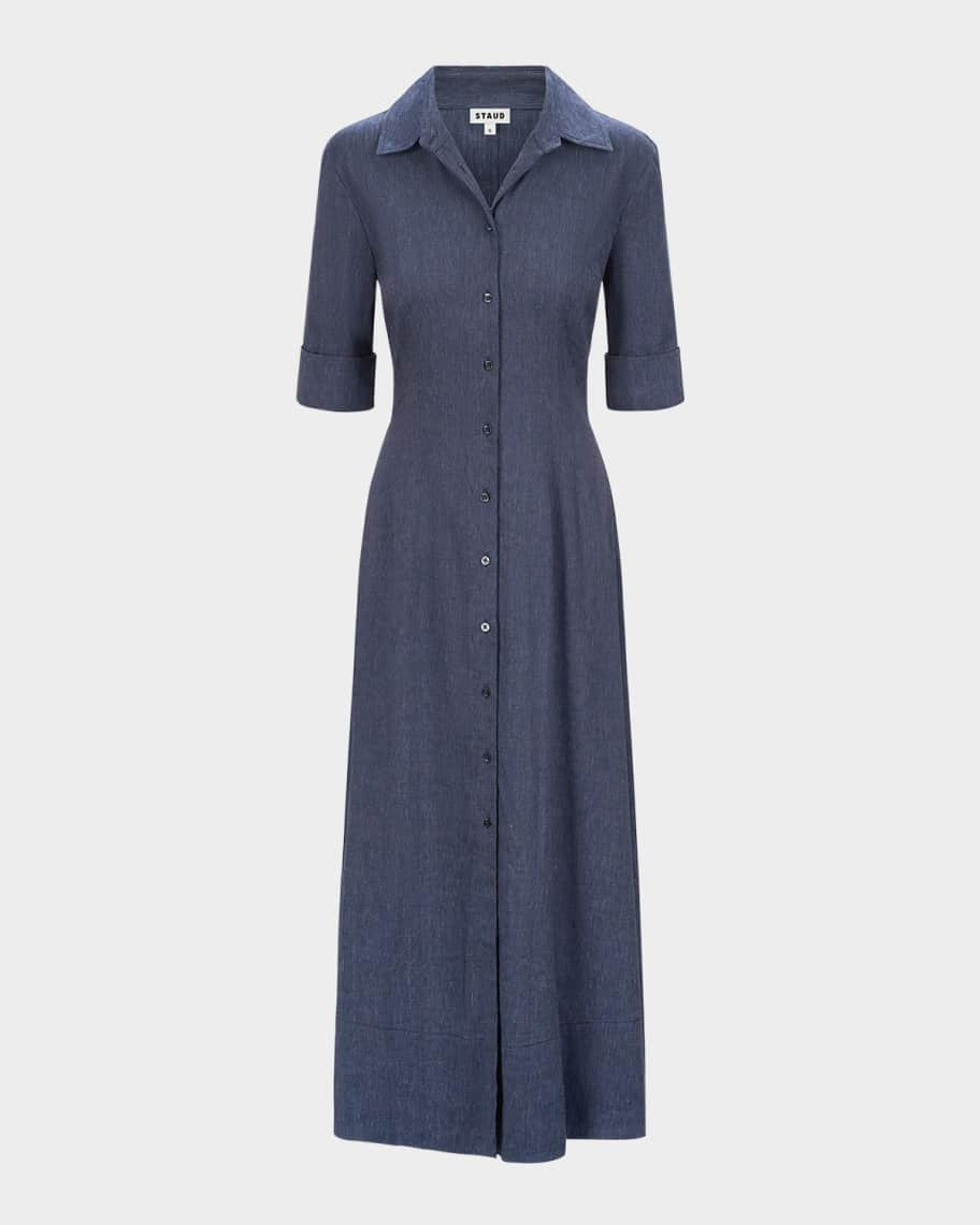 STAUD Joan Linen Shirtdress | Neiman Marcus