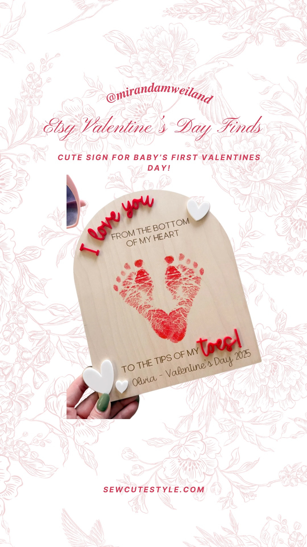This footprint baby sign would be so sweet for baby’s first Valentine’s Day! 

 baby Valentine’s Day gifts / Valentine’s Day baby gift ideas / gifts for baby Valentine’s / baby valentines outfit / Valentine’s baby clothes / baby heart gifts / personalized baby gifts / keepsake baby gifts / newborn Valentine gift / first Valentine’s Day baby / 3-6 month Valentine’s Day gift / 6-12 month Valentine’s Day gift / first valentines for baby girl / first valentines for baby boy  

#LTKBaby #LTKKids #LTKSeasonal