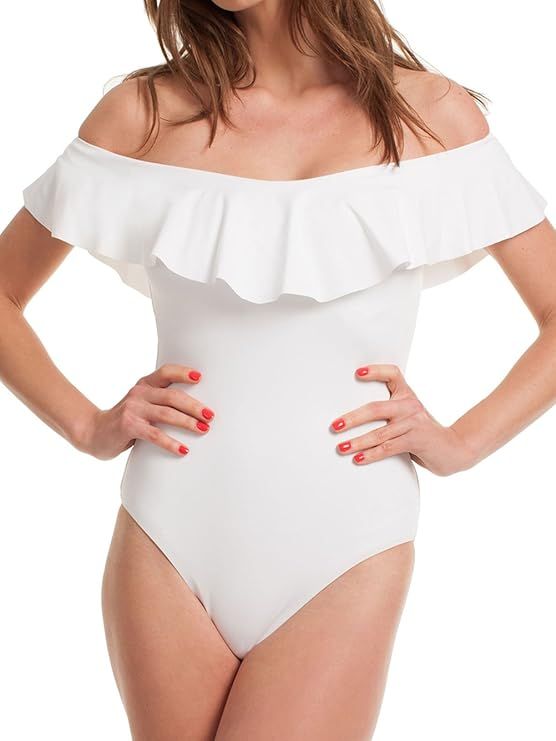 Famulily Women's Off Shoulder One Piece Swimsuit Ruffle Bodycon Bodysuit Swimwear | Amazon (US)