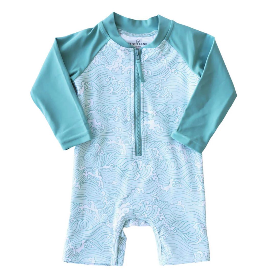 Long Sleeve Rash Guard Swim Romper Shortie | Makin' Waves | Caden Lane