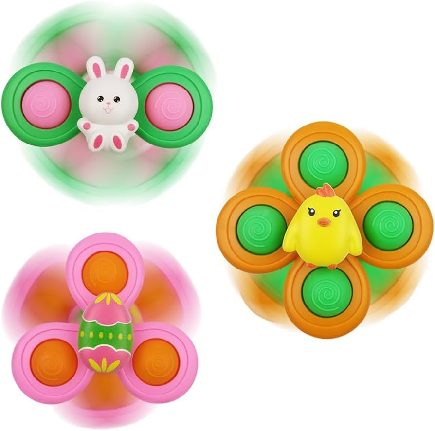 Anditoy 3 Pack Easter Suction Cup Spinner Toys Sensory Bath Toys for Toddlers Kids Easter Basket ... | Amazon (US)