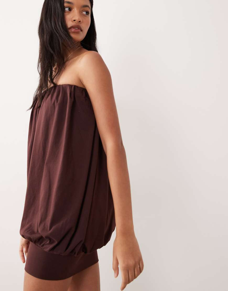 ASOS DESIGN bubble hem mini dress in chocolate-Brown | ASOS (Global)