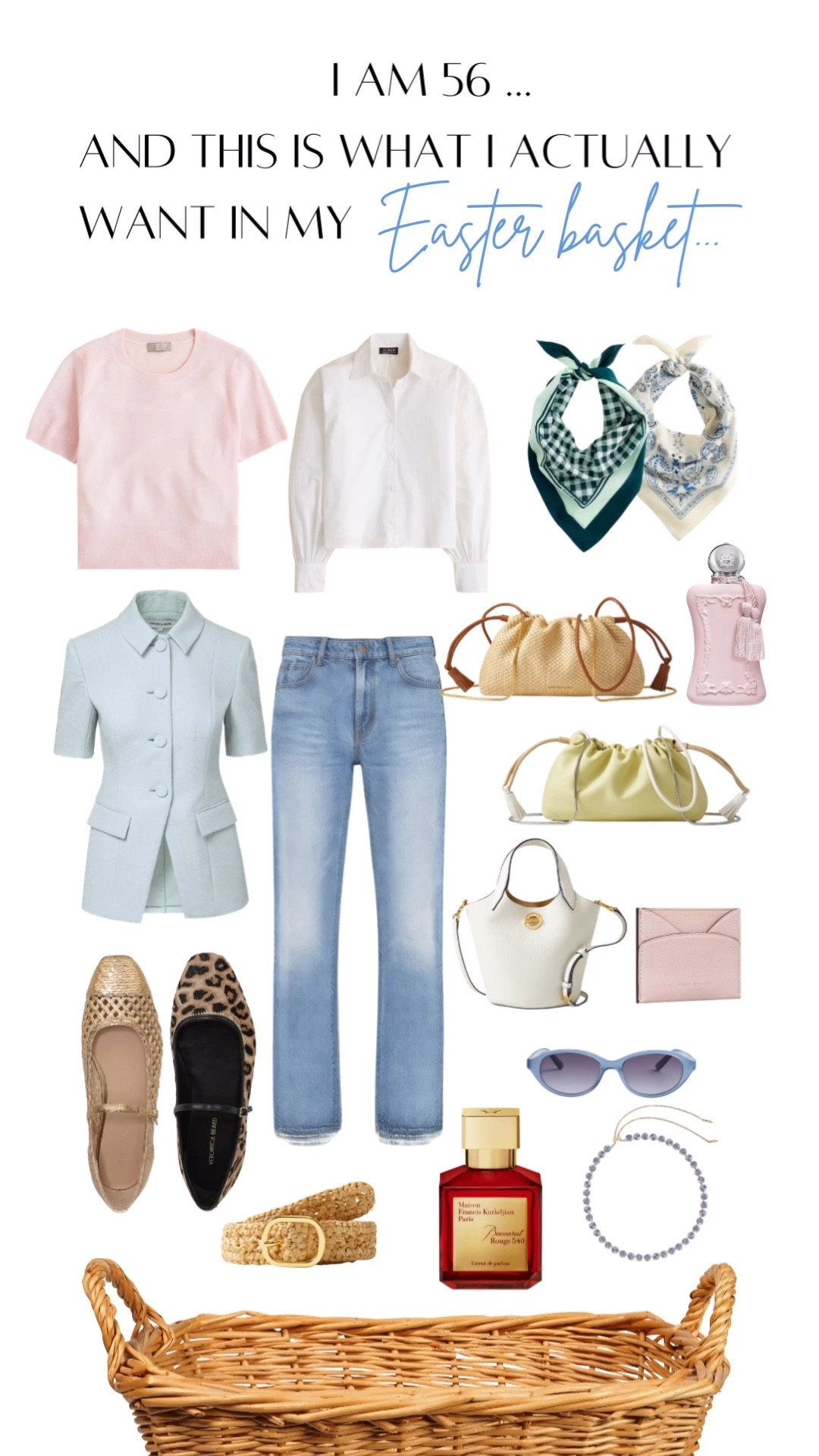 I’m 56… and this is what I actually want in my Easter basket. 💐

Pretty spring basics, a great pair of jeans, a cute bag, comfy flats, and a perfume that feels like spring.

#LTKgrwm #LTKootd