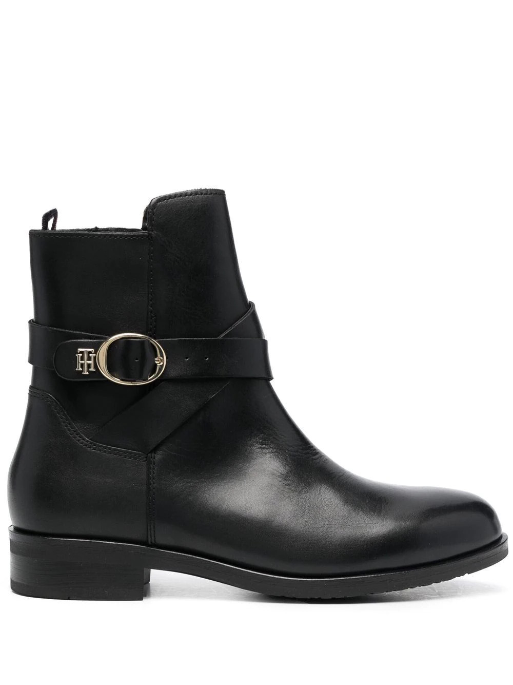 Tommy Hilfiger buckle-detail leather ankle boots - Black | Farfetch Global
