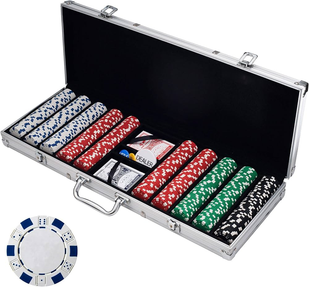 Poker Chip Set for Texas Hold’em, Blackjack, Gambling with Carrying Case, Cards, Buttons and 500 Dic | Amazon (US)