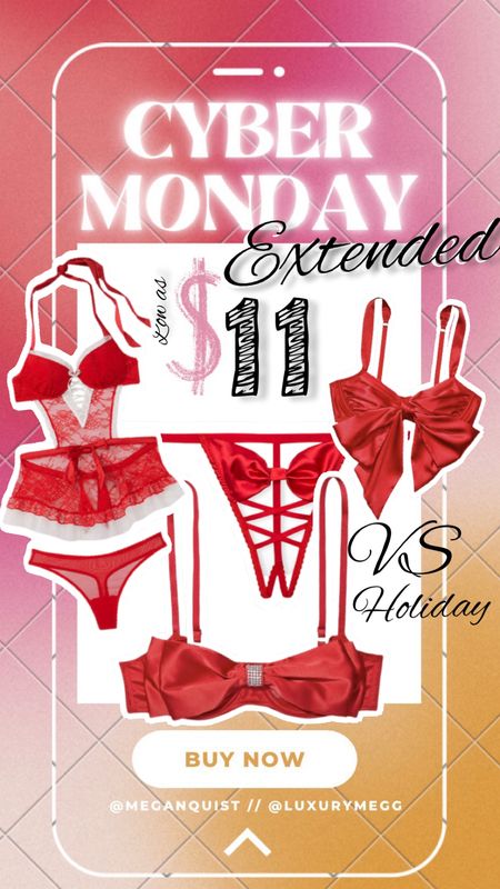 Victoria's Secret Cyber Monday 
Holiday lingerie 
For love and lemons 
Uggs sale 

#LTKGiftGuide #LTKsalealert #LTKSeasonal