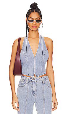 LIONESS Je Suis Halter Top in Washed Blue from Revolve.com | Revolve Clothing (Global)