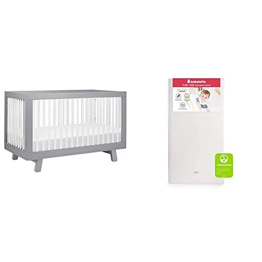 Babyletto Hudson 3-in-1 Convertible Crib with Toddler Bed Conversion Kit in Grey / White with Pur... | Amazon (US)