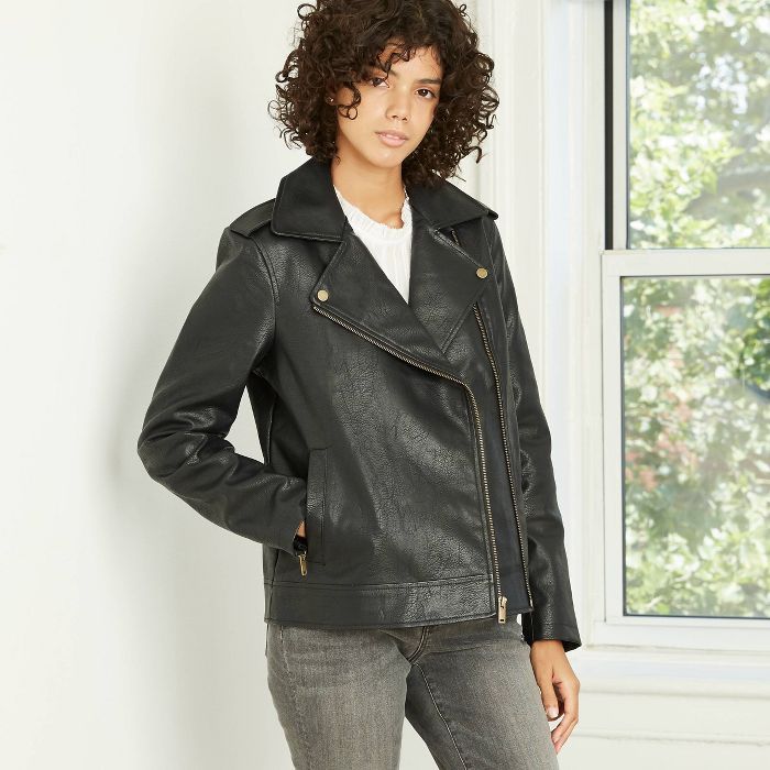 Women's Classic Moto Jacket - Universal Thread™ Black | Target