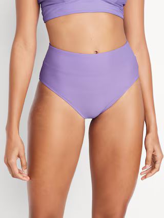 Banded High-Waist Bikini Swim Bottoms | Old Navy (US)