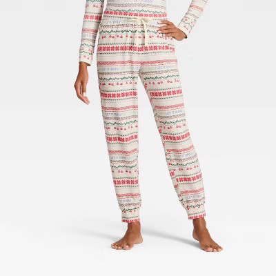 Women's "Let it Snow" Fair Isle Cozy Knit Holiday Matching Family Pajama Pants - Wondershop™ Cr... | Target