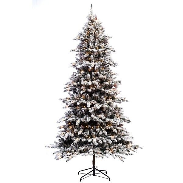 Puleo International 7  ft Pre-lit Flocked Bennington Fir Artificial Christmas Tree 400 UL listed Clear Lights | Bed Bath & Beyond