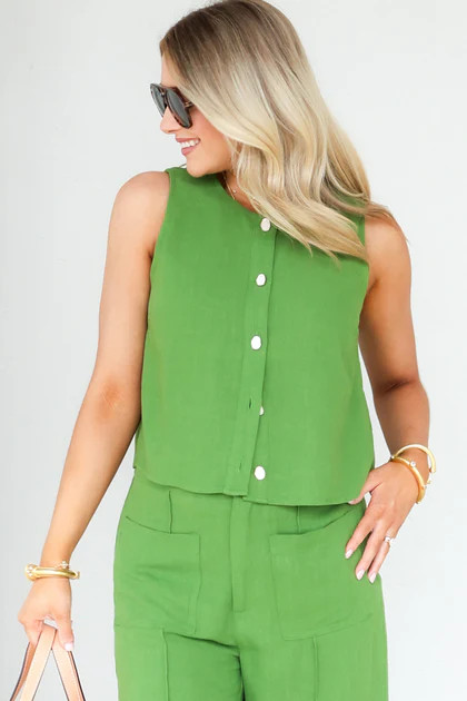 Millie Matcha Sleeveless Top | The Willow Tree