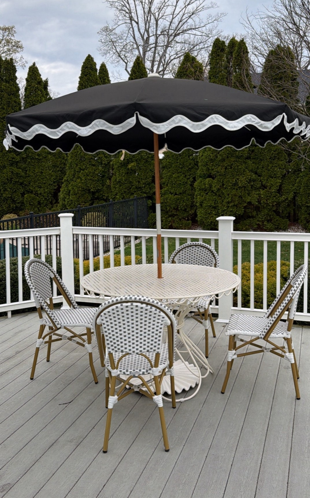 Business and pleasure umbrella stand, outdoor dining chair, seating, patio, black, white, bistro chairs.

#LTKSaleAlert #LTKHome