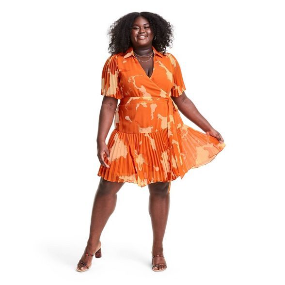 Flutter Sleeve Pleated Wrap Dress - ALEXIS for Target Orange | Target