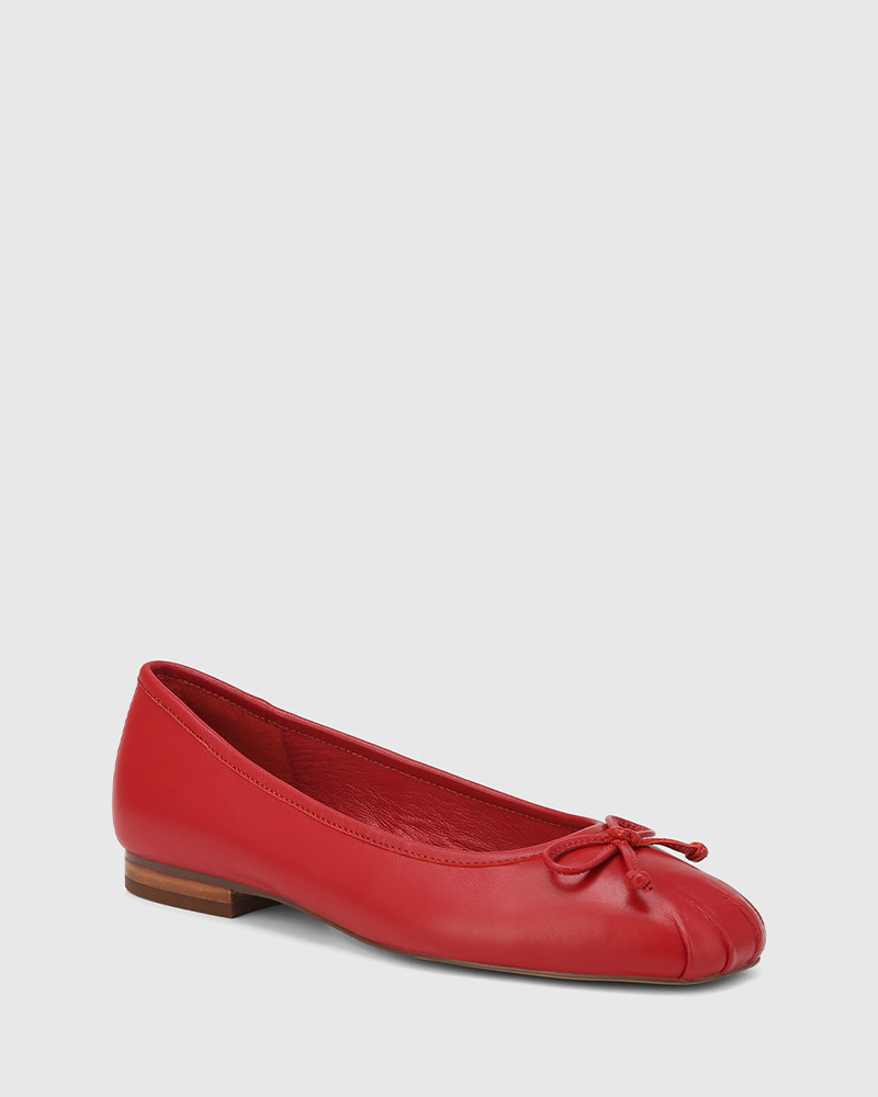 Anastasia Rouge Red Leather Flat | Wittner