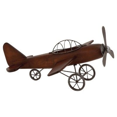 Vintage Reflections Rustic Wood and Iron Vintage-Style Model Plane (16") Olivia & May | Target