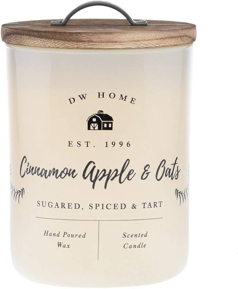 DW Home Charming Farmhouse Collection Cinnamon Apple & Oats Scented 2 Wick Candle Topped with Rus... | Amazon (US)