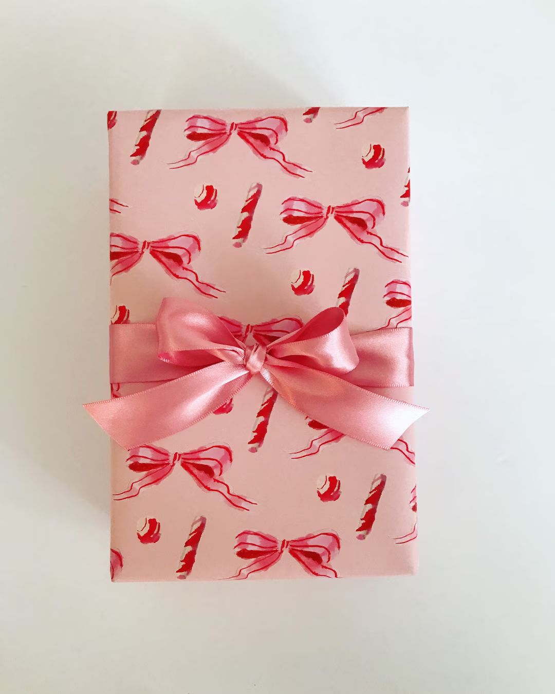 Wrapping Paper: Blush Bows and Candy Canes on Pink gift Wrap - Etsy | Etsy (US)