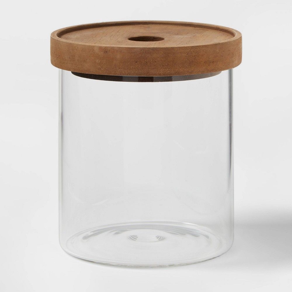 Glass Storage Canister with wood lid - Small - Threshold | Target