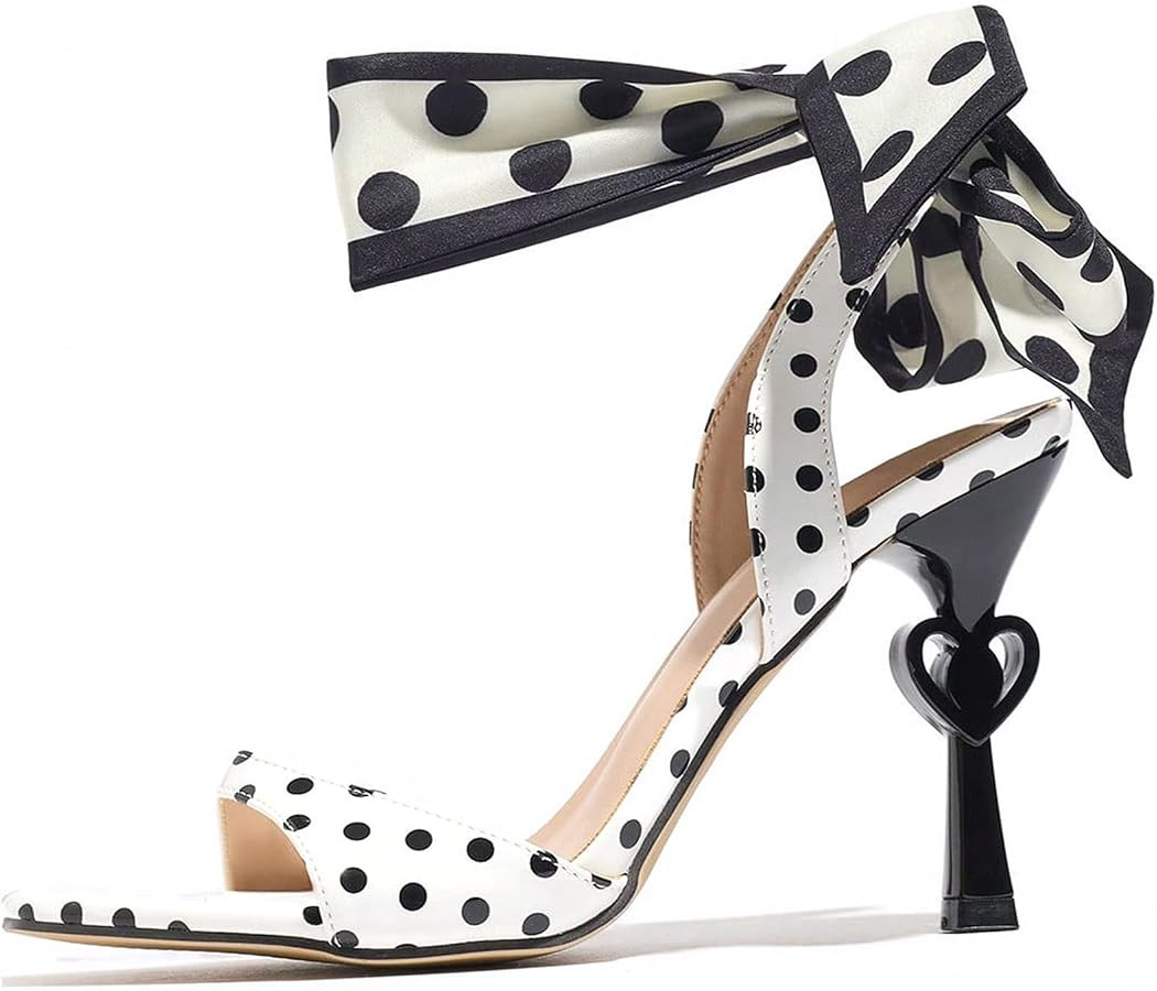 Women'S Patent Leather Square Open Toe Heart Shape Stiletto Sandals With Fashion Straps Sexy Back... | Amazon (US)