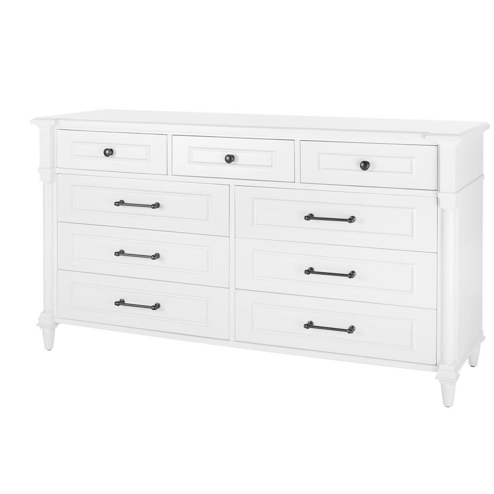 Bellmore White 9-Drawer Dresser (66 in. W x 20 in. D x 35.75 H) | The Home Depot