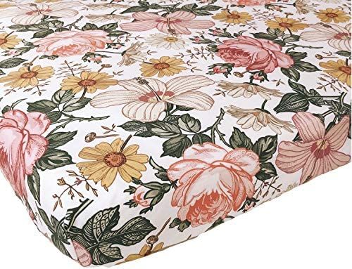 Woven Cotton Crib Sheet - Baby Girl (Garden Floral Crib Sheet) | Amazon (US)