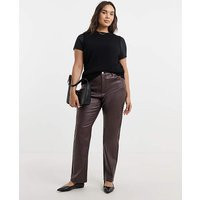 Burgundy Coated Straight Leg Jeans | Simply Be (UK)