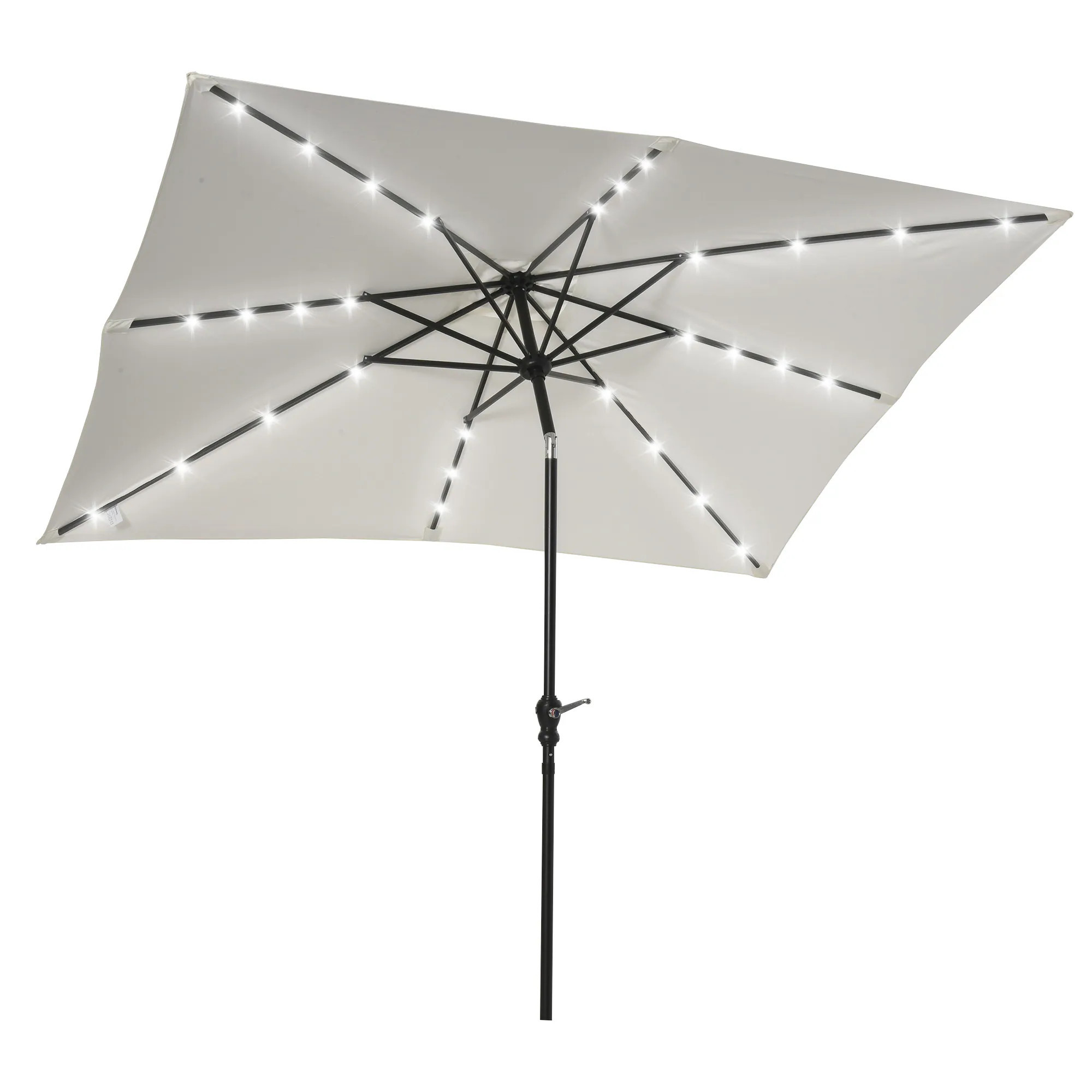 LUXEYARD 9FT x 7FT Solar Umbrella LED Lighted Patio Umbrella for Table or Base with Tilt and Crank Outdoor Umbrella for Garden Deck Backyard Pool | Lowe's