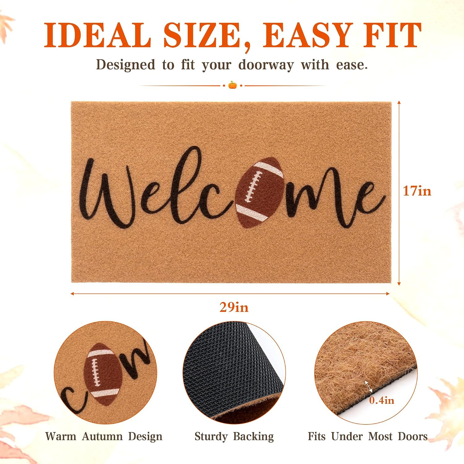17 x 29 in, football rug for front door, porch and entryway decor, welcome football design for in... | Amazon (US)