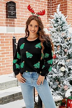 LUBOT Ugly Christmas Sweaters for Women Soft Acrylic Blend Cute Fuzzy Funny Wintertime Holiday Pa... | Amazon (US)
