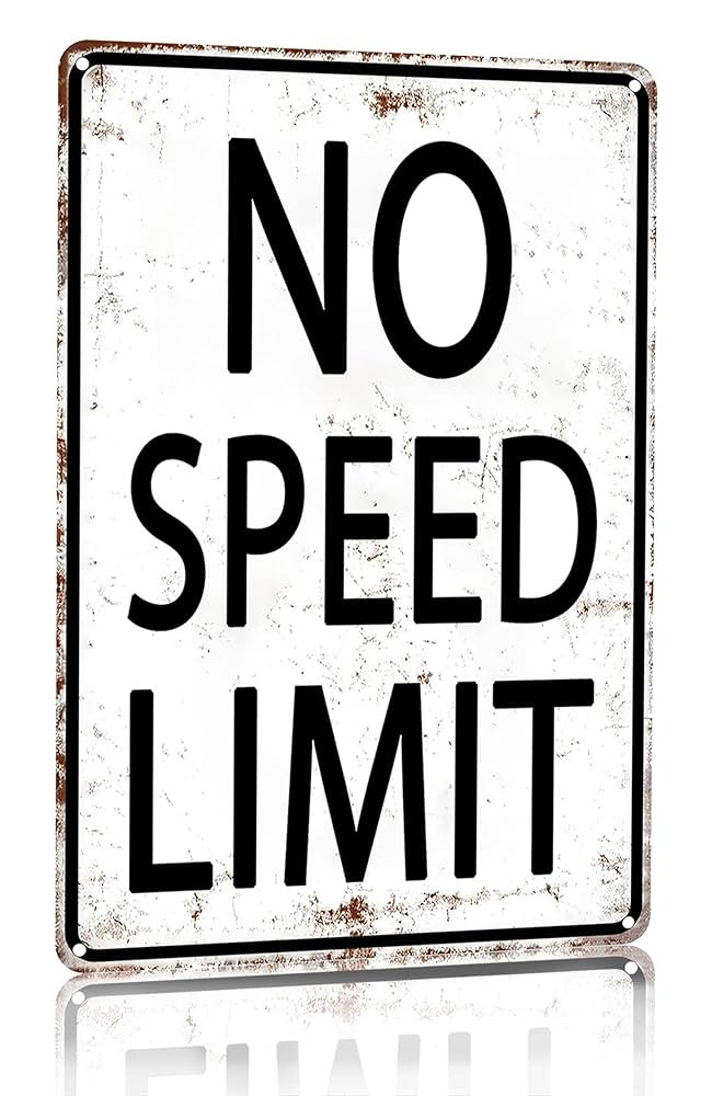 Boys Gifts Retro Tin Sign No Speed Limit Sign for Boys Room Man Cave Garage Bedroom Vintage Style... | Amazon (US)