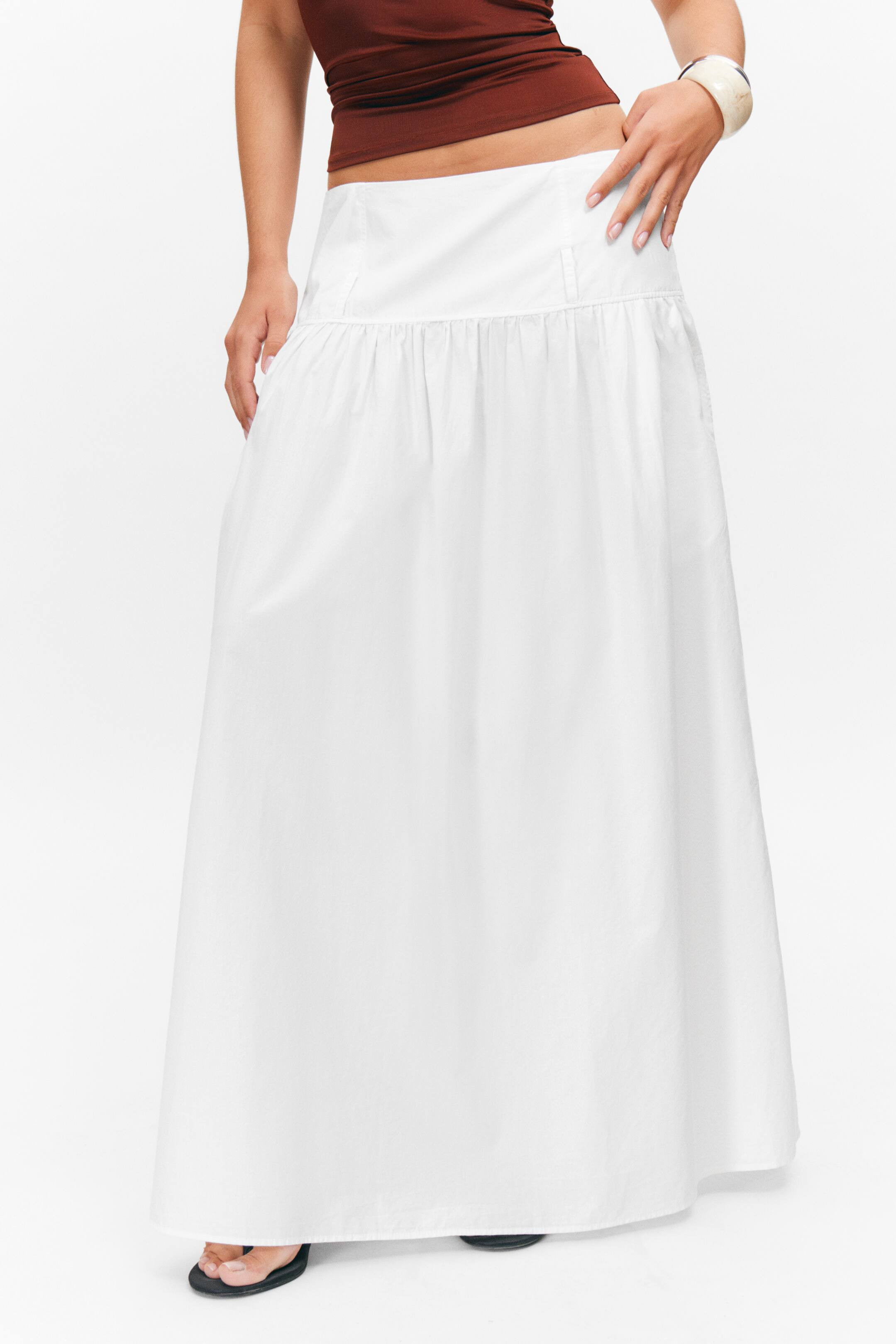 Gathered Cotton Poplin Maxi Skirt | H&M (UK, MY, IN, SG, PH, TW, HK)