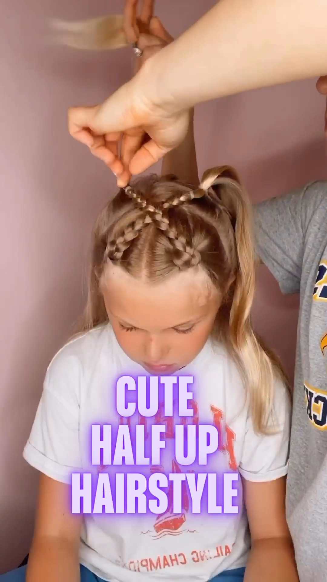 CUTE HALF UP HAIRSTYLE 🩷 This is a cute one! Excited to share my favorite hair products with you! Love for you to follow us for daily hairstyles.