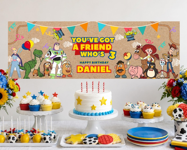 Toy Story Birthday Banner, Personalized Name & Age, Party Decor, Party Backdrop, Editable Canva T... | Etsy (Global)
