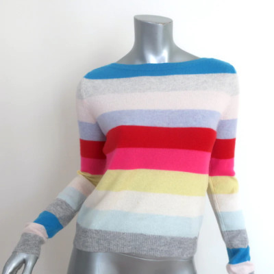 Autumn Cashmere Rainbow Stripe Sweater Size Extra Small Boatneck Pullover | eBay US