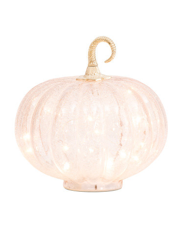 10x9 Led Crackle Glass Pumpkin | TJ Maxx