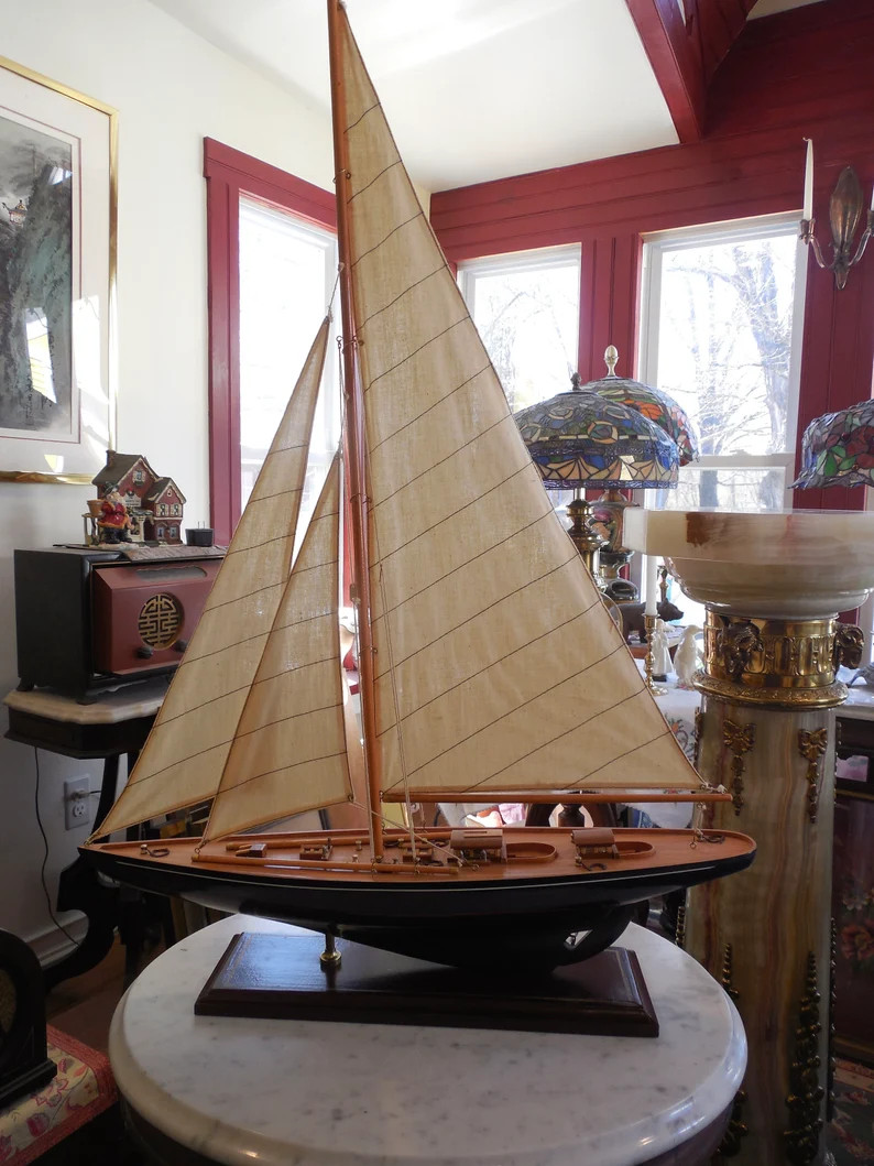 Vintage Handcrafted Wooden Racing Yacht Fully Assembled Sailboat Model - Etsy | Etsy (US)