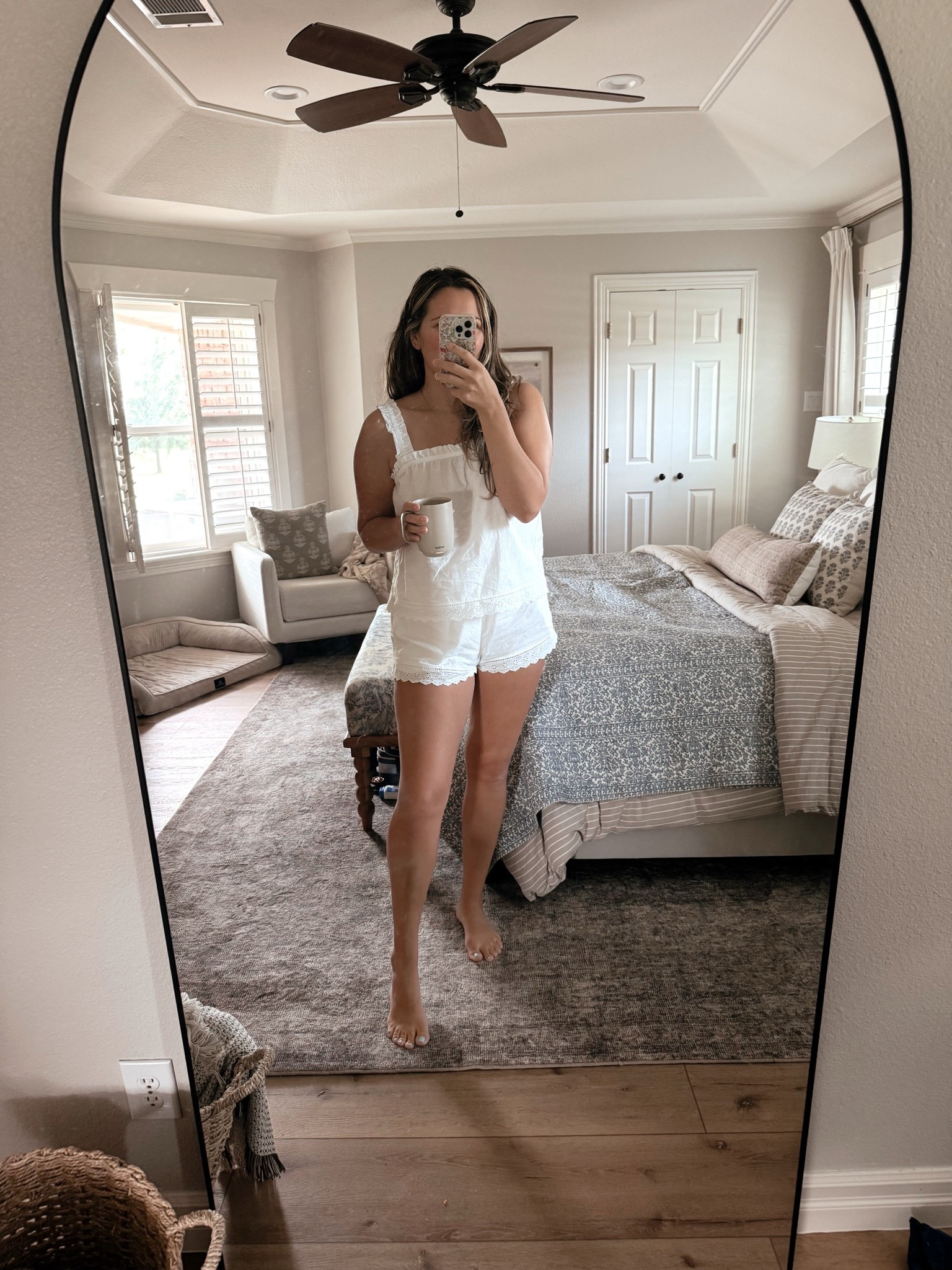 The cutest pajama set with eyelet and ruffle detail back in stock!