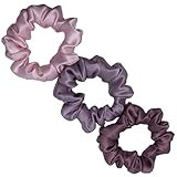 Pure Silk Hair Scrunchies for Woman - Set of 3 Skinny Scrunchies for Hair - Silky Scrunchies for gir | Amazon (US)