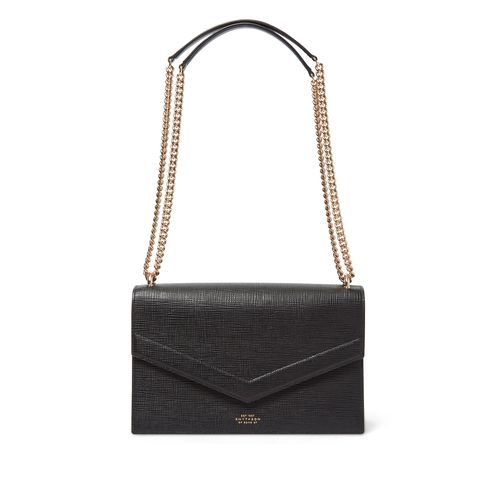 Envelope Bag with Chain in Panama in black | Smythson | Smythson