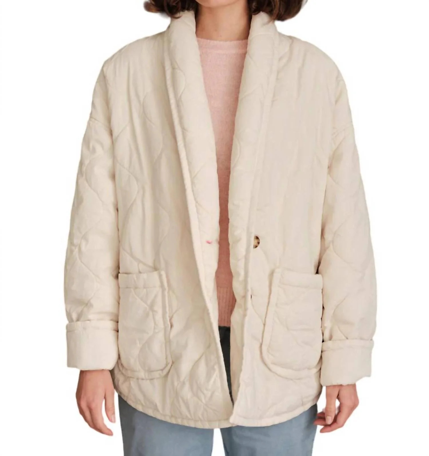Oversized Quilted Jacket In Oatmilk | Shop Simon