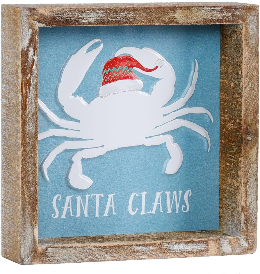 FESTWIND Beach Christmas Sign, Wooden Christmas Signs for Table Desk Shelf Mantel Office, Funny C... | Amazon (US)