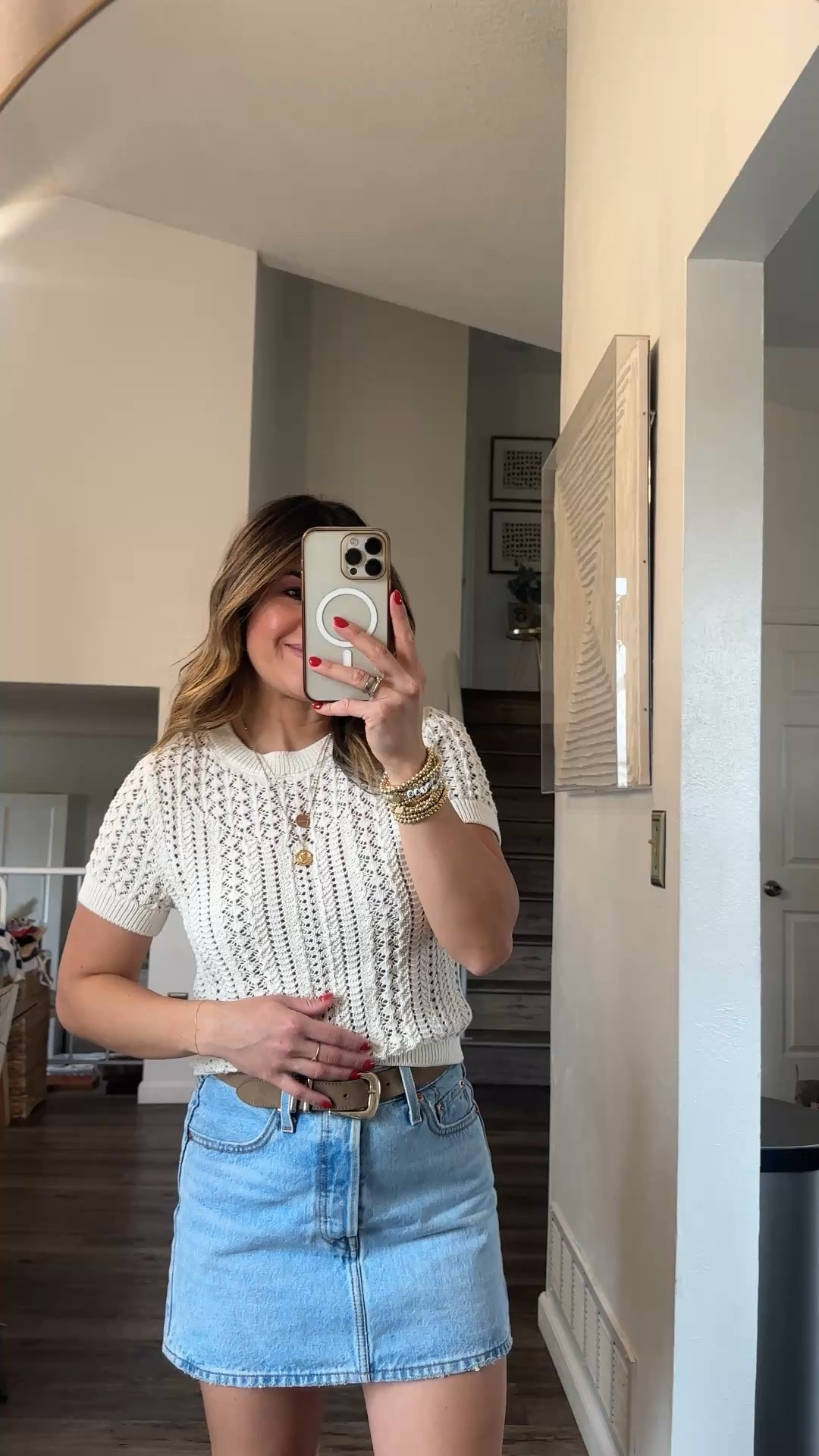 This might become my most worn top in the next few weeks! 
Top size xs
Skirt size 25

#LTKPetite #LTKootd #LTKmomlife