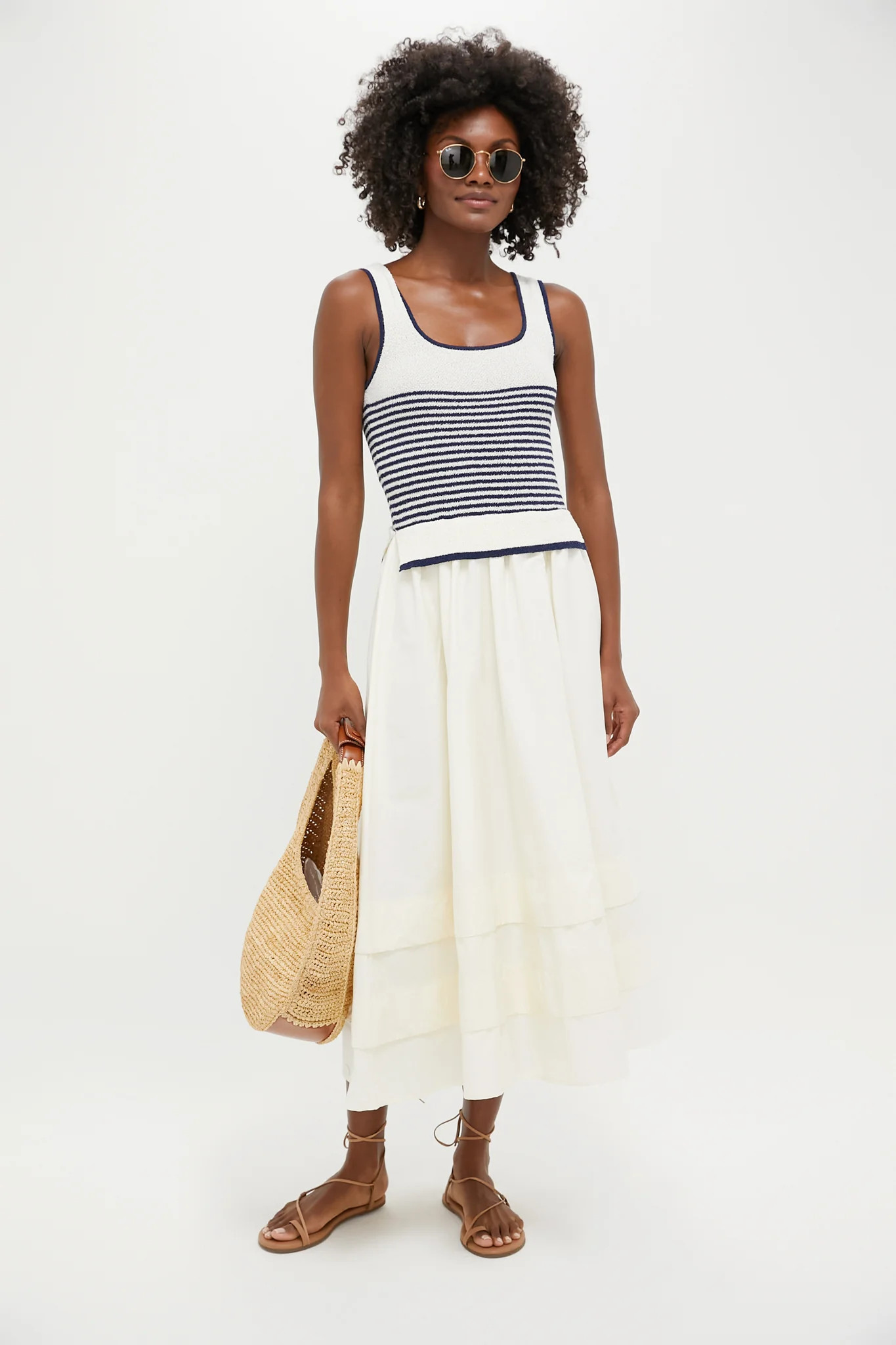 Cream Striped Midi Dress | Tuckernuck (US)