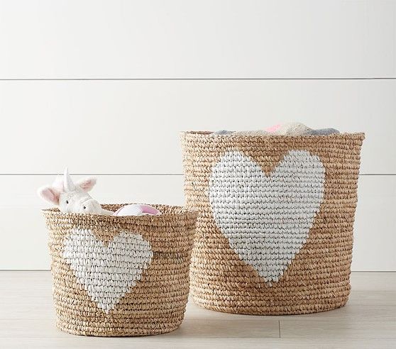 Raffia Heart Baskets | Pottery Barn Kids