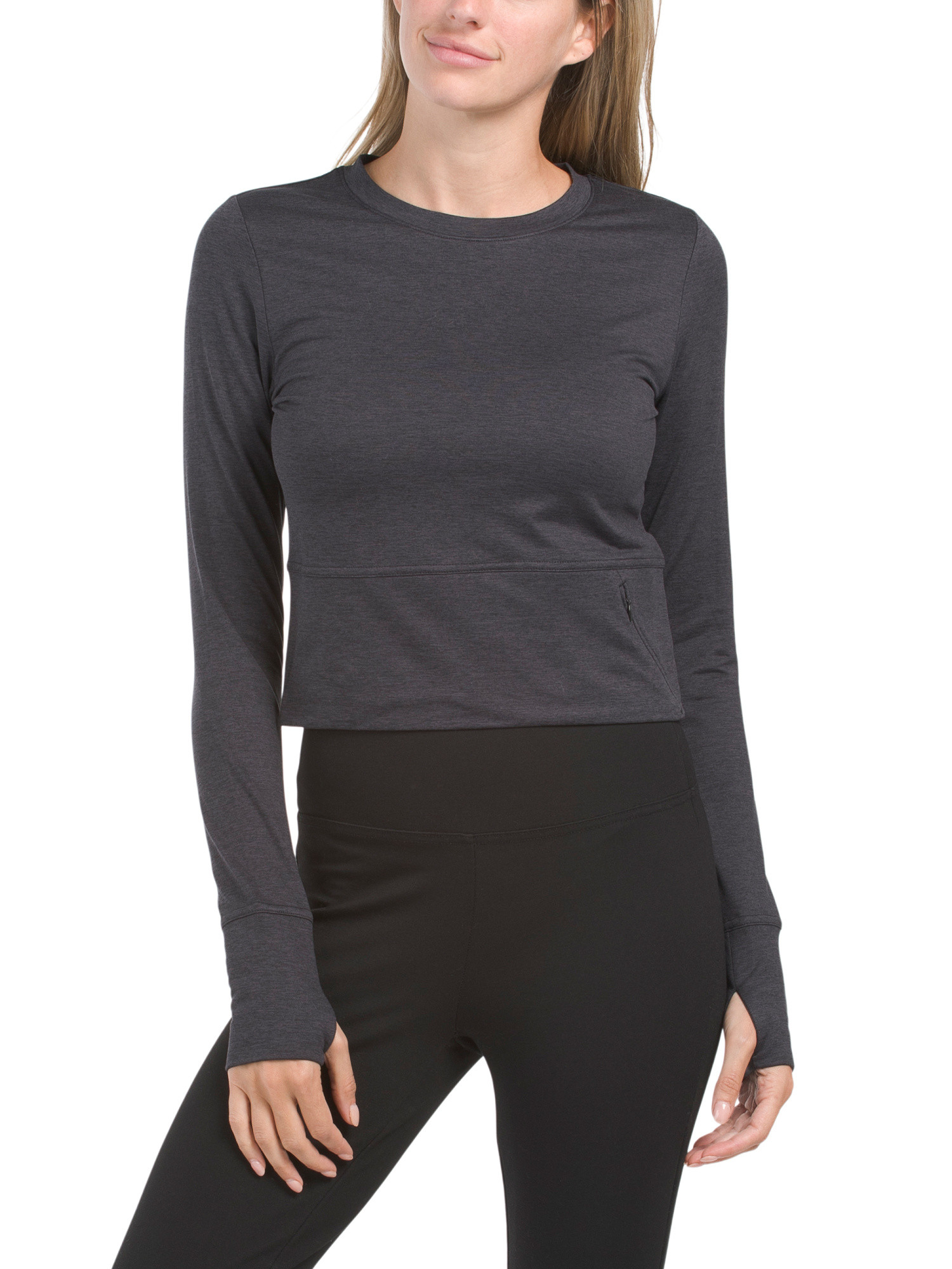 Cropped Knit Cold Gear Brushed Long Sleeve Top | Workout Tops | Marshalls | Marshalls