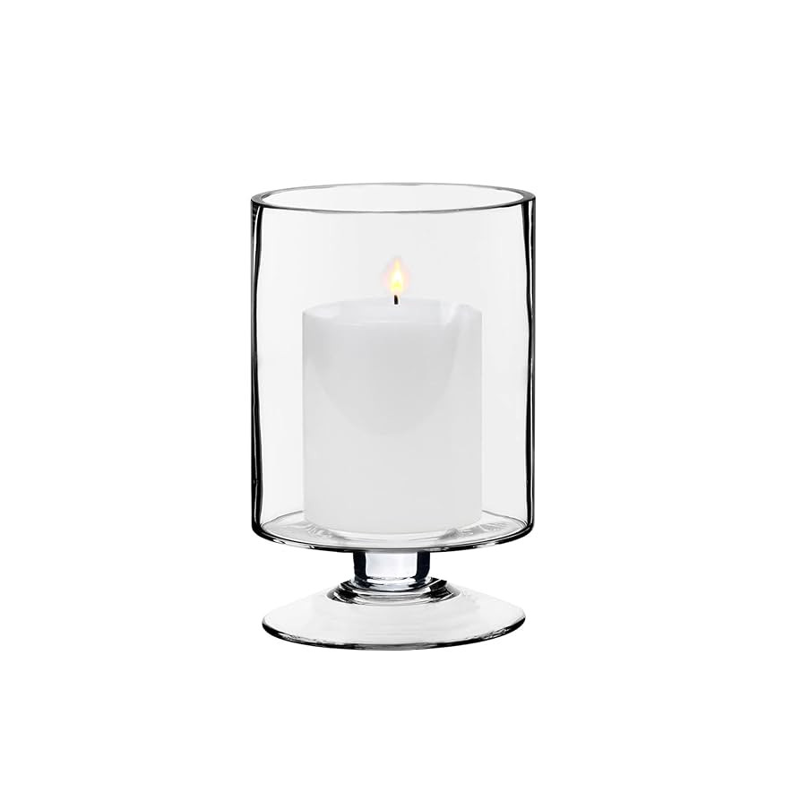 CYS EXCEL Glass Hurricane Pillar Candle Holder (H:8" W:4.75") | Multiple Size Choices Short Stem ... | Amazon (US)
