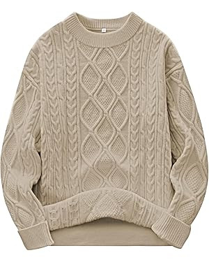 ANRABESS Women Oversized Chunky Cable Knitted Vintage Sweater 2025 Fall Winter Outfits | Amazon (US)